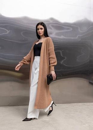 30% шерсть вовна оверсайз теплий кардиган довгий міді без застібок
