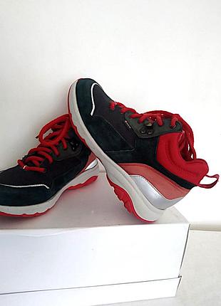 Ботинки хайтопы для девочки/унисекс clarks, gore-tex, кожа+текстиль, р. 34/21