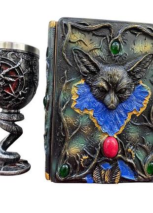 Подарочный набор бокал 3d бафомет и блокнот 3d «лесной гримуар лисы»