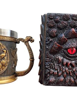 Подарунковий набір кухоль 3d скандинавські боги та блокнот 3d «око пламінного дракона»