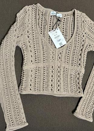 Вʼязана кофта в сіточку