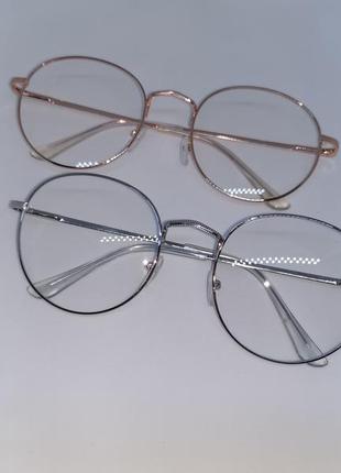 Прозорі окуляри / окуляри нульовки в металевій сріблястій оправі7 фото