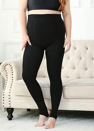 Леггинсы большого размера черные 85426 с утеплением 200 грамм черного цвета лосины