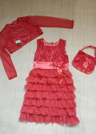 Ошатне плаття з болеро та сумочкою, нове на 3-4 роки