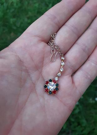 Прикраси на коси індія, вінтаж, блискучі кристали, підвіска