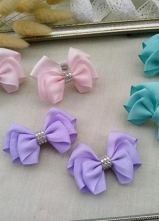 Бантики однотонные из репсовой ленты бантики на резинках для волос бантики на заколках