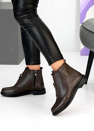 Ботинки женские натуральная кожа цвет горький шоколад коричневые