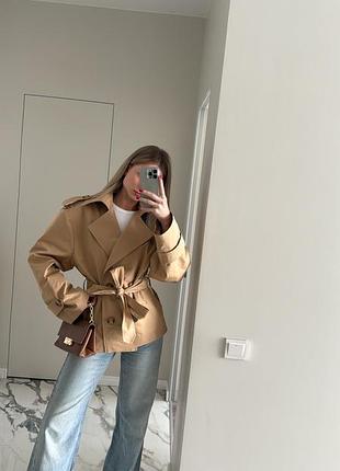 Тренчкот плащ укороченый тренч с поясом