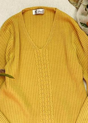 Жовтий пуловер кофта джемпер seowmon у рубчик 6