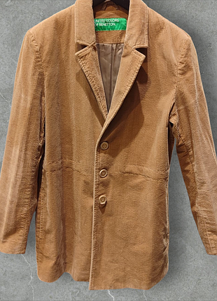 Стильный пиджак вельветовтый benetton размер m