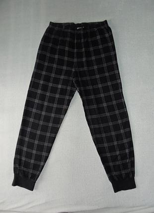 Коттоновые черные штаны в клетку на 12 лет