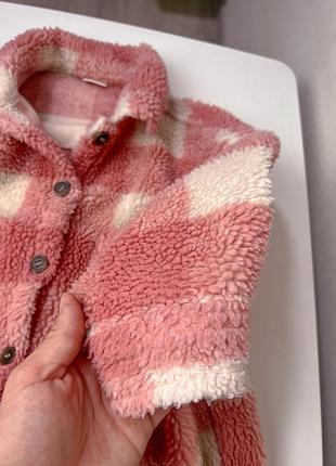 Дитяча тепла сорочка в клітинку next шерпа рожева