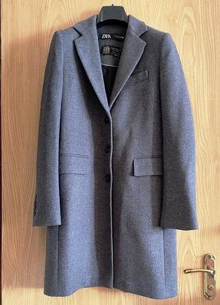 Пальто женское zara серое (s) 44р.