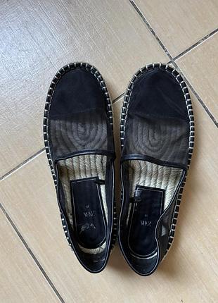 Тапочки балетки сіточки на соломʼяній підошві zara