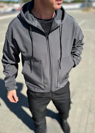 Чоловіча повсякденна класична осіння весняна тепла куртка з капюшоном тканина softshell