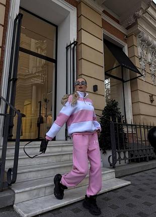 Универсальный, стильный и теплый костюм (ручной свитшот oversize с молнией, мягкие брюки на резинке)