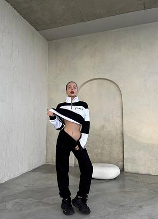 Универсальный, стильный и теплый костюм (ручной свитшот oversize с молнией, мягкие брюки на резинке)