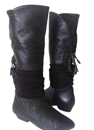 Кожаные винтажные демисезоные качественные сапоги