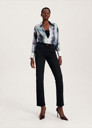 Брендовые черные прямые джинсы трубы с высокой талией miss beverly, 40 размер.