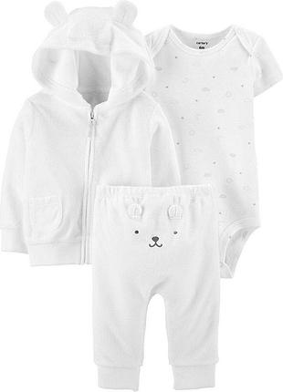 Махровий комплект-трійка: carter’s картерс: кофта з капюшоном боді, штани