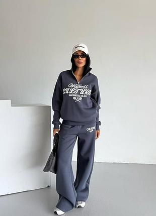 Женский теплый спортивный костюм двойка свитшот брюки