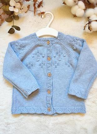 Блакитна кофтинка/кардиган від бренду f&f для дівчинки 9-12 місяців, на зріст 74-80 см