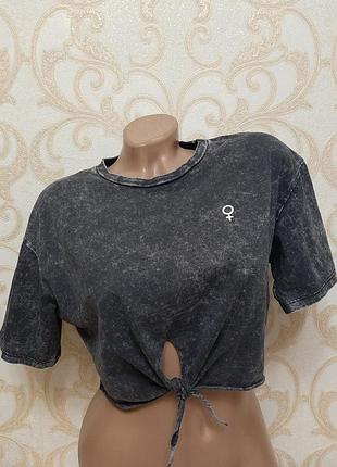 Укороченная футболка оверсайз кроп топ в стиле тай-дай tally weijl