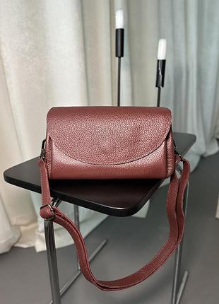 Женская кожаная сумка натуральная кожа флотар бордо
