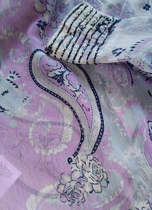 Блуза женская в принты пейсли цветы с бисером шифон полу прозрачный
