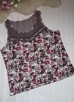 Комбінована трикотажна майка з сіточкою