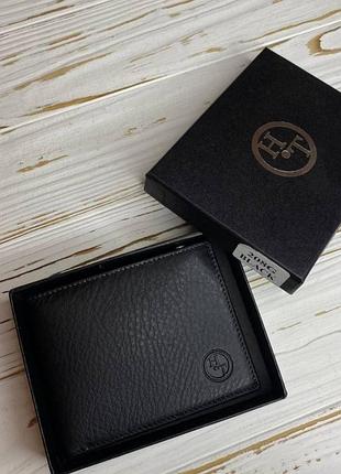Мужской кожаный не большой кошелек, с зажимом для денег на магните,черного цвета 208g