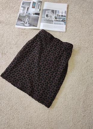 Юбка двухслойная италия сеточка с вышивкой коричневая черная