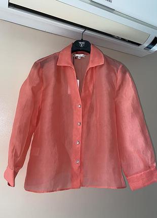 Стильна блуза франція шовк 100% шовкова рубашка топ модна органза сукня знижки