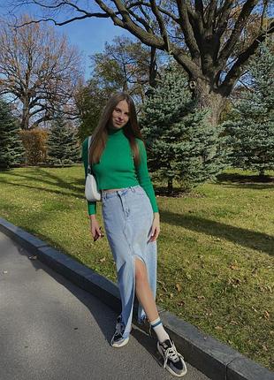 Джинсова довга спідниця