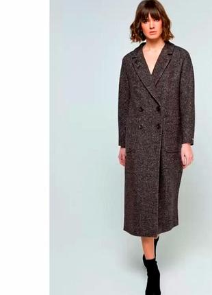 Трендове пальто каричневого кольору перець з сіллю люкс якість! 60% wool, 40% viscose! бренду vam!