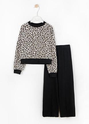 Костюм для дівчинки леопардовий з брюками палаццо