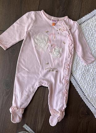 Рожевий сліп чоловічок з фламінго бантиками для дівчинки 0-3 міс 62 см теж бакер ted baker з гами фламінго