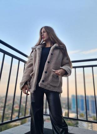 Женская шуба эко мех овчина