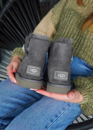 ❄️🌺женские замшевые угги с пуговицей🌺❄️ugg mini grey, угги женские серые, угги жэнкие серие2 фото