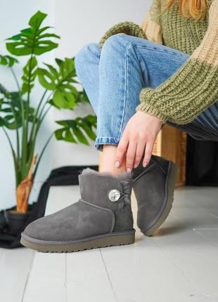 ❄️🌺женские замшевые угги с пуговицей🌺❄️ugg mini grey, угги женские серые, угги жэнкие серие4 фото