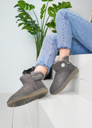 ❄️🌺женские замшевые угги с пуговицей🌺❄️ugg mini grey, угги женские серые, угги жэнкие серие7 фото