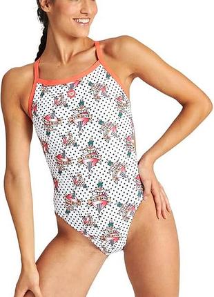 Женский слитный купальник arena 004048400 w crazy tattoos challendge back onepeace floreale-white multi