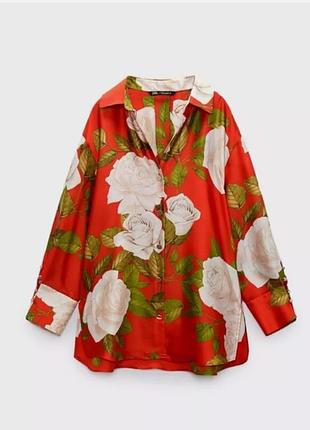 Длинная рубашка с принтом zara