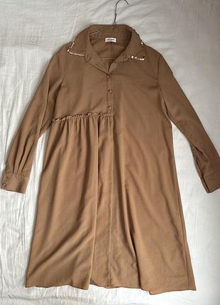 Сукня-сорочка twinset le coeur  кольору верблюжого візерунка з блискітками та рюшами