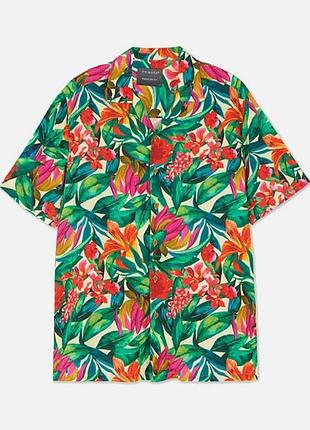 Новая вискозная гавайская рубашка primark тенниска в цветочный принт