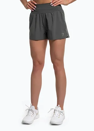 Шорты спортивные для тренировок и бега женские gymshark speed dark/grey