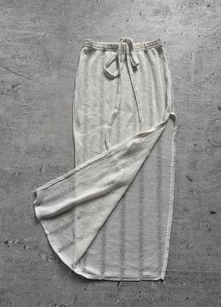 Жіноча довга пляжна юбка вʼязана в сіточку з розпоркою plt розмір s