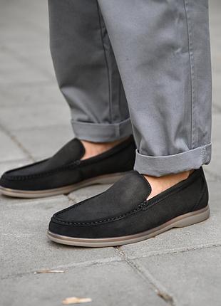 Мужские черные лоферы