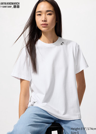 T1boxy белая футболка квадратного кроя uniqlo anya hindmarch