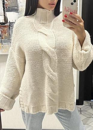 Шерстяний светр молочного кольору zara